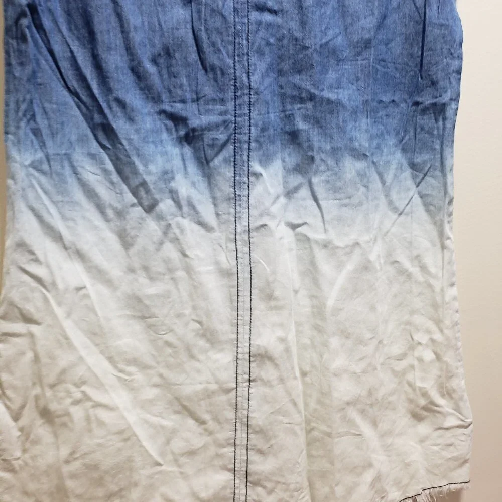 Justice Girls Ombré Chambray Lace-Up Dress – Size 12 – Short Sleeve Denim Look